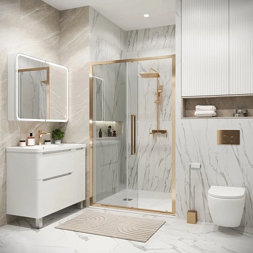 Душевая дверь GROSSMAN Cosmo 100.K33.02.100.32.00 (100x195) золото сатин, стекло прозрачное Душевая дверь GROSSMAN Cosmo 100.K33.02.100.32.00 (100x195) золото сатин, стекло прозрачное