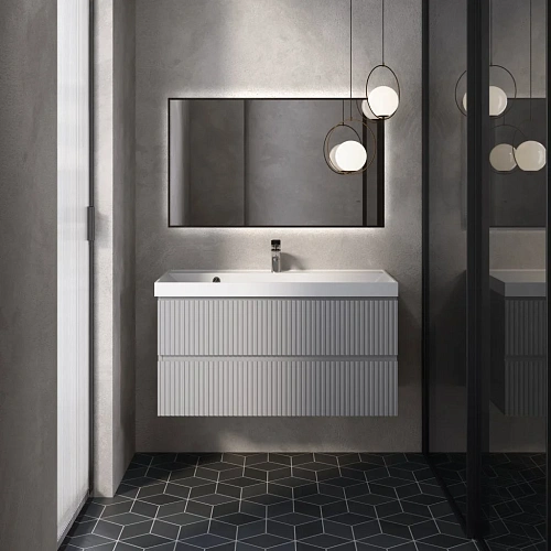 Тумба под раковину AQUAme AQM900110GM S1 подвесная 100 см серый Тумба под раковину AQUAme AQM900110GM S1 подвесная 100 см серый