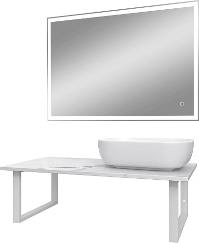 Комплект мебели DIWO Элиста 100 белый мрамор, с раковиной Moduo 50 Square 555446 Комплект мебели DIWO Элиста 100 белый мрамор, с раковиной Moduo 50 Square 555446