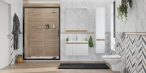 Душевая дверь STWORKI Стокгольм 150 см профиль черный матовый 467434 Душевая дверь STWORKI Стокгольм 150 см профиль черный матовый 467434