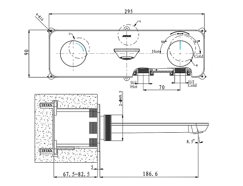 Смеситель для раковины ARROW ARM23872CP хром встраиваемый Смеситель для раковины ARROW ARM23872CP хром встраиваемый