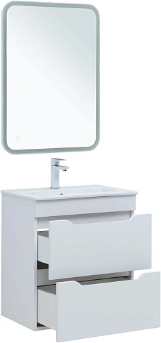 Тумба под раковину Aquanet Практика 60 белый матовый 2 ящика 00330457 напольная/подвесная Тумба под раковину Aquanet Практика 60 белый матовый 2 ящика 00330457 напольная/подвесная