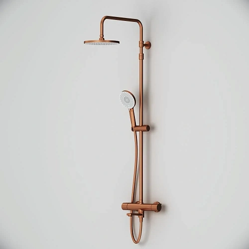 Душевая система AM.PM X-Joy F0785A544 с термостатом, верхний душ 220мм, розовое золото Душевая система AM.PM X-Joy F0785A544 с термостатом, верхний душ 220мм, розовое золото