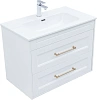 Тумба с раковиной Aquanet Бостон new 80 00347847 белый сатин, ручки золото