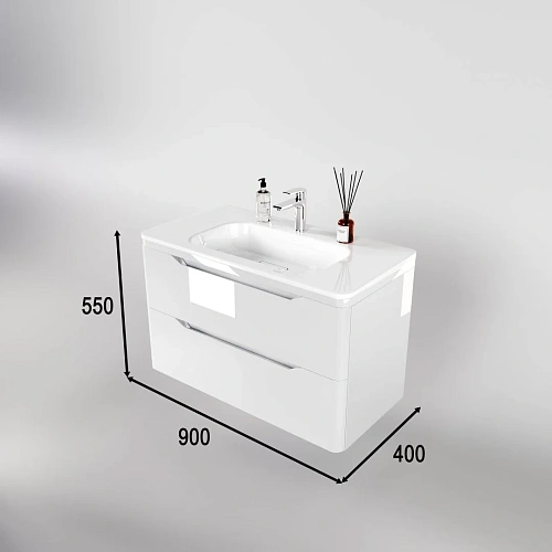 Тумба под раковину Style Line Марелла 90 Люкс антискрейтч белый глянец, PLUS подвесная СС-00002414 Тумба под раковину Style Line Марелла 90 Люкс антискрейтч белый глянец, PLUS подвесная СС-00002414