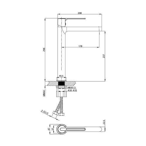 Смеситель для раковины Vincea Rondo VBF-1R2CH однорычажный, хром Смеситель для раковины Vincea Rondo VBF-1R2CH однорычажный, хром