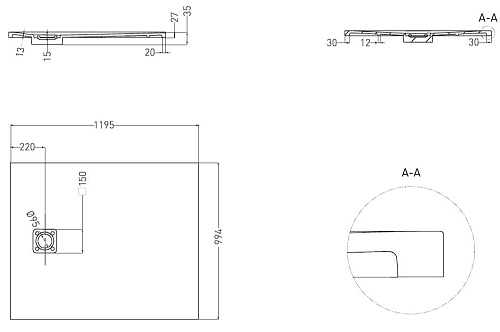 Душевой поддон Salini OASI 120325M 1200x1000 S-Stone Душевой поддон Salini OASI 120325M 1200x1000 S-Stone
