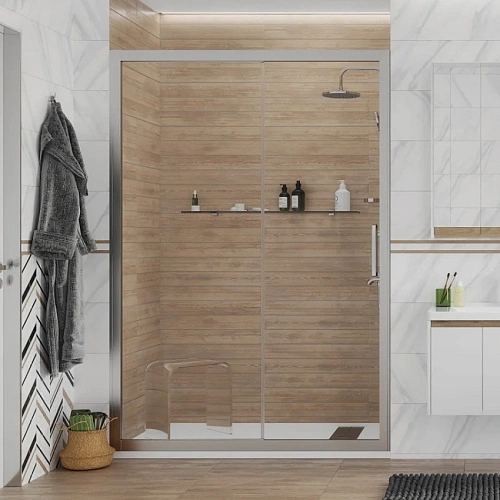 Душевая дверь STWORKI Стокгольм 140 см профиль хром матовый, раздвижная, прозрачное стекло 451467 Душевая дверь STWORKI Стокгольм 140 см профиль хром матовый, раздвижная, прозрачное стекло 451467