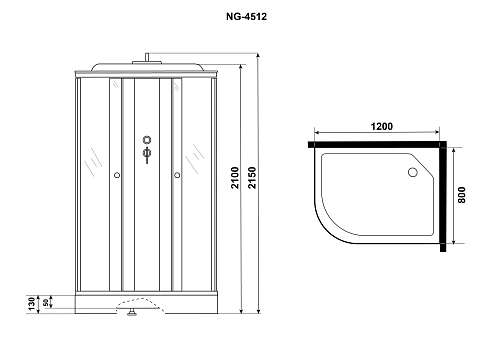 Душевая кабина Niagara NG-4512-14L BLACK (1200х800х2150) низкий поддон (13см) стекло мозаика 45121453L Душевая кабина Niagara NG-4512-14L BLACK (1200х800х2150) низкий поддон (13см) стекло мозаика 45121453L