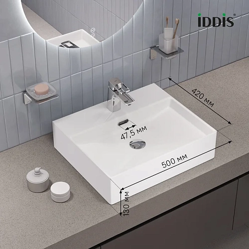 Раковина IDDIS Bild BILWS50i27 накладная/подвесная, белый глянцевый Раковина IDDIS Bild BILWS50i27 накладная/подвесная, белый глянцевый