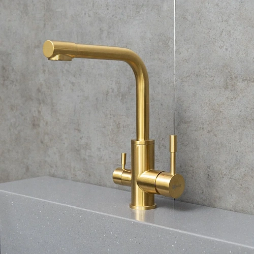 Смеситель для кухни Lemark Expert LM5061G с подключением к фильтру, золото Смеситель для кухни Lemark Expert LM5061G с подключением к фильтру, золото