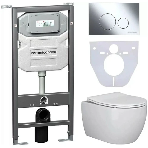Комплект унитаза Ceramica Nova Сет 4 в 1 инсталляция с кнопкой и шумоизоляцией CN3001_1001CH_1000 Комплект унитаза Ceramica Nova Сет 4 в 1 инсталляция с кнопкой и шумоизоляцией CN3001_1001CH_1000