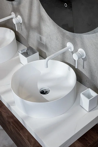 Раковина Boheme Corian белая матовая круглая 400x130 819-MW Раковина Boheme Corian белая матовая круглая 400x130 819-MW