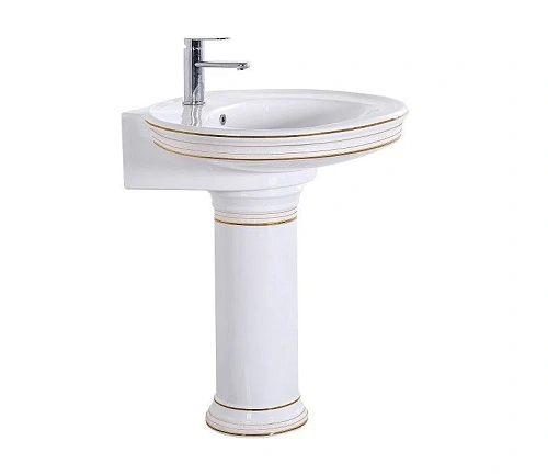 Раковина CeramaLux 4286 напольная, белый/золото Раковина CeramaLux 4286 напольная, белый/золото