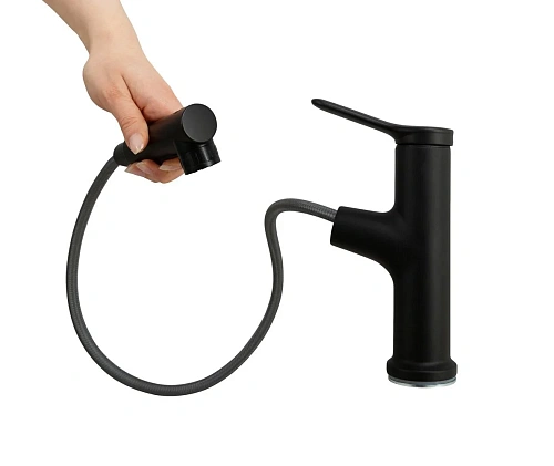 Смеситель для раковины BelBagno BB-LVMD-NERO-W0 с выдвижным изливом черный матовый Смеситель для раковины BelBagno BB-LVMD-NERO-W0 с выдвижным изливом черный матовый