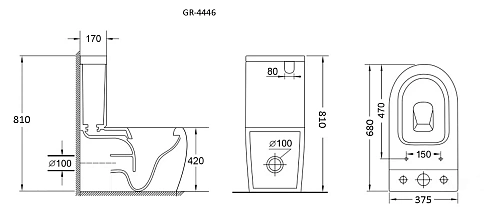 Унитаз напольный GROSSMAN GR-4446S 680x375x810 с тонкой крышкой Унитаз напольный GROSSMAN GR-4446S 680x375x810 с тонкой крышкой