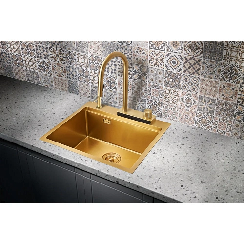 Кухонная мойка Milacio Denia 57 Steel (MC.77408) золото Кухонная мойка Milacio Denia 57 Steel (MC.77408) золото