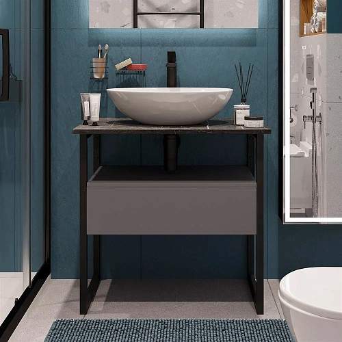 Тумба с раковиной DIWO Элиста 80 черный мрамор с раковиной Moduo 55 Leaf 573386 Тумба с раковиной DIWO Элиста 80 черный мрамор с раковиной Moduo 55 Leaf 573386