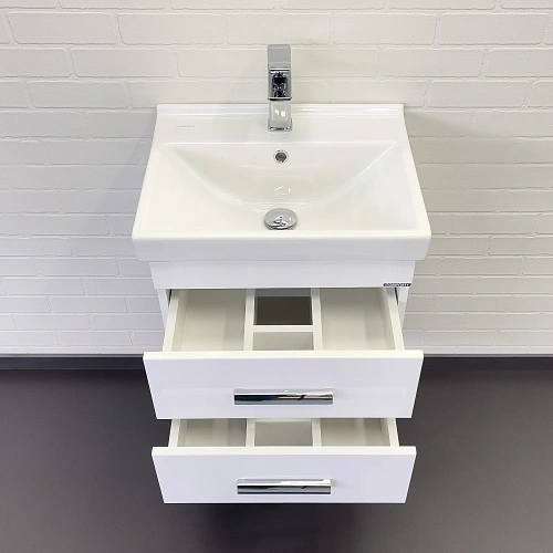 Тумба с раковиной Comforty Никосия 50П 00-00018022 подвесная белый глянец раковина Fest 50 F01 Тумба с раковиной Comforty Никосия 50П 00-00018022 подвесная белый глянец раковина Fest 50 F01