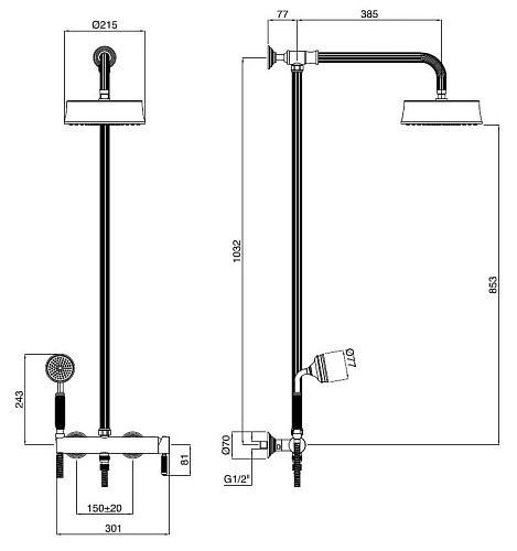 Душевая система CEZARES OLIMP-CD-01-L с верхним и ручным душем, хром Душевая система CEZARES OLIMP-CD-01-L с верхним и ручным душем, хром