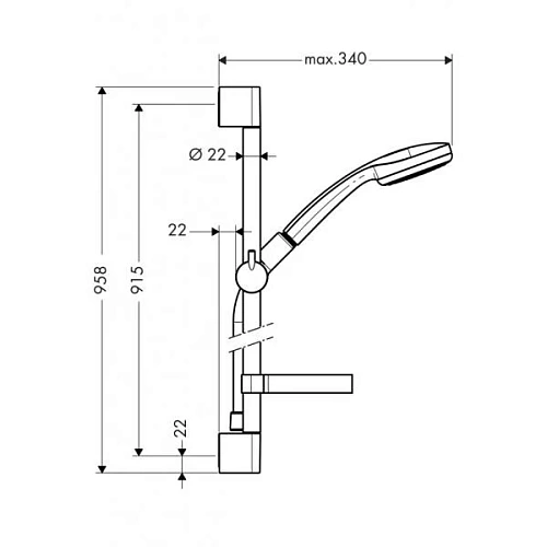 Душевой гарнитур Hansgrohe Croma 100 Mono/Unica C 27724000 Душевой гарнитур Hansgrohe Croma 100 Mono/Unica C 27724000