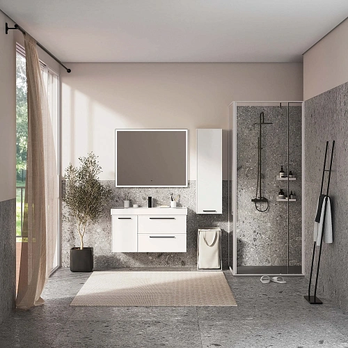 Шкаф-пенал BRIZ Кватро правый 35 см 246 04-06035-00 02 БЕЛ с корзиной для белья Шкаф-пенал BRIZ Кватро правый 35 см 246 04-06035-00 02 БЕЛ с корзиной для белья