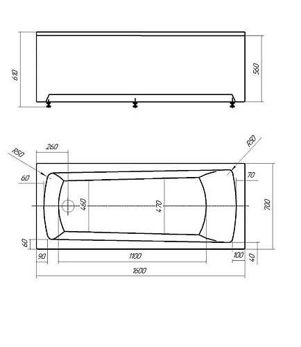 Акриловая ванна Aquatek Либра-160х70 NEW пустая с фронтальныйм экраном слив слева LIB160N-0000003 Акриловая ванна Aquatek Либра-160х70 NEW пустая с фронтальныйм экраном слив слева LIB160N-0000003