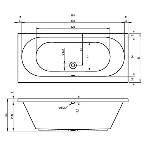Акриловая ванна Riho Carolina BB5400500000000 180x80 Акриловая ванна Riho Carolina BB5400500000000 180x80