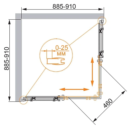 Душевой уголок CEZARES STYLUS-O-M-A-2-90-C-Cr 90x90см стекло прозрачное, профиль хром Душевой уголок CEZARES STYLUS-O-M-A-2-90-C-Cr 90x90см стекло прозрачное, профиль хром