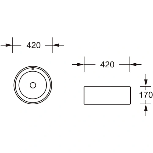 Раковина Ceruttispa CR7022 420х420х170 накладная, белая, круглая, с переливом Раковина Ceruttispa CR7022 420х420х170 накладная, белая, круглая, с переливом