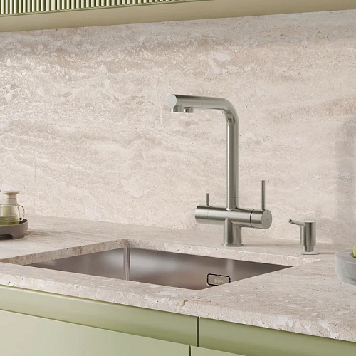 Смеситель для кухни IDDIS Umbra (UMBBNPFi05) с выдвижным изливом и каналом для фильтра, сатин Смеситель для кухни IDDIS Umbra (UMBBNPFi05) с выдвижным изливом и каналом для фильтра, сатин