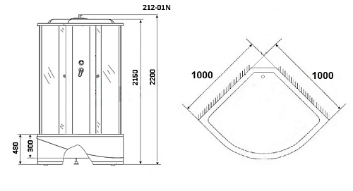 Душевая кабина Niagara Ultra NG-212-01N (1000х1000х2200) высокий поддон (48см) стекло тонированное 2120134N Душевая кабина Niagara Ultra NG-212-01N (1000х1000х2200) высокий поддон (48см) стекло тонированное 2120134N