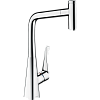 Картинка анонса товара «смеситель для кухни hansgrohe metris select m71 320, eco, с вытяжным изливом, 1jet 14786000, хром»