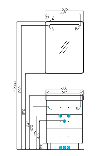 Тумба под раковину Aquaton Америна 60 М черная 1A168901AM950 Тумба под раковину Aquaton Америна 60 М черная 1A168901AM950