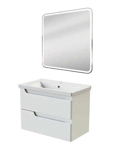 Тумба с раковиной Orange TOPLINE-Milano TP-MR80+RA подвесная, белый глянец Тумба с раковиной Orange TOPLINE-Milano TP-MR80+RA подвесная, белый глянец
