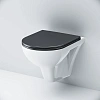 Унитаз подвесной AM.PM Gem C901700SCmb безободковый, черным матовым сиденьем микролифт Унитаз подвесной AM.PM Gem C901700SCmb безободковый, черным матовым сиденьем микролифт