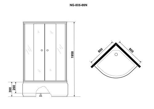 Душевой уголок Niagara Eco NG-005-14 (800х800х1950) высокий поддон стекло матовое _0051422 Душевой уголок Niagara Eco NG-005-14 (800х800х1950) высокий поддон стекло матовое _0051422