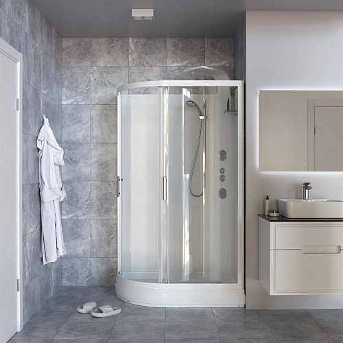 Душевая кабина Taliente с гидромассажем, 120x80x220см правая, профиль белый, прозрозрачное стекло, б TA-128CW(R) Душевая кабина Taliente с гидромассажем, 120x80x220см правая, профиль белый, прозрозрачное стекло, б TA-128CW(R)