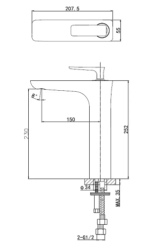 Смеситель для раковины Wonzon & Woghand Shark, хром (WW-481102-CR) Смеситель для раковины Wonzon & Woghand Shark, хром (WW-481102-CR)
