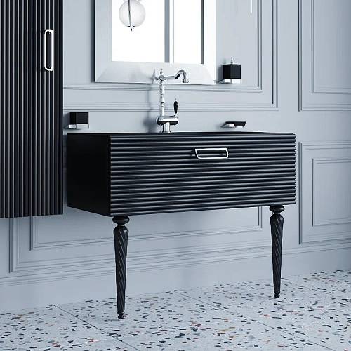 Тумба под раковину Armadi Art Linea 80 842-080-BCR черная + хром Тумба под раковину Armadi Art Linea 80 842-080-BCR черная + хром