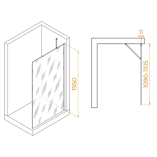 Душевая перегородка RGW Walk In WA-102B 1100 мм 351010211-34 черный, Easy Clean Душевая перегородка RGW Walk In WA-102B 1100 мм 351010211-34 черный, Easy Clean
