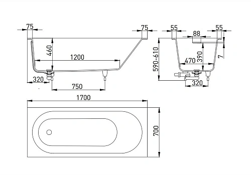 Ванна из искусственного камня Salini ORNELLA 170х70 KIT покраска по RAL полностью 102423MF S-Stone Ванна из искусственного камня Salini ORNELLA 170х70 KIT покраска по RAL полностью 102423MF S-Stone