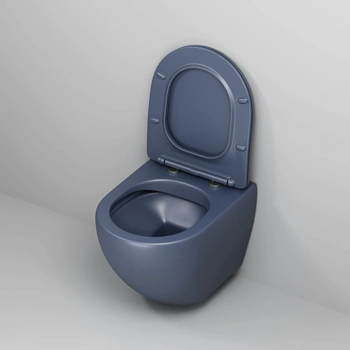 Унитаз подвесной GROSSMAN GR-4455BLMS Color 485x360x375 синий матовый безободковый с тонкой крышкой Унитаз подвесной GROSSMAN GR-4455BLMS Color 485x360x375 синий матовый безободковый с тонкой крышкой