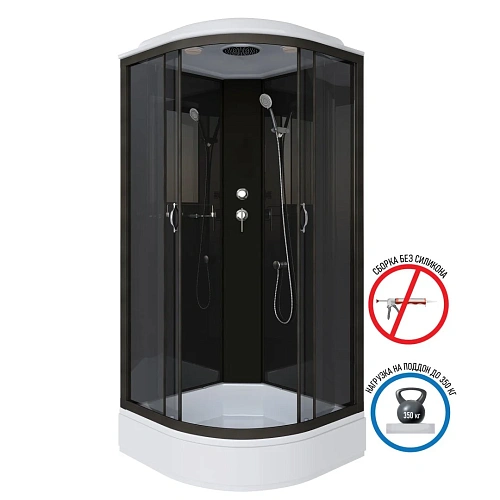 Душевая кабина Niagara Classic NG-6501-14 (900х900х2150) средний поддон (26см) стекло тонированное алюминиевый черный 65011434 Душевая кабина Niagara Classic NG-6501-14 (900х900х2150) средний поддон (26см) стекло тонированное алюминиевый черный 65011434