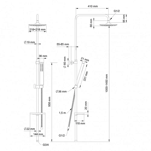 Душевая система Swedbe Calypso 5066 Душевая система Swedbe Calypso 5066