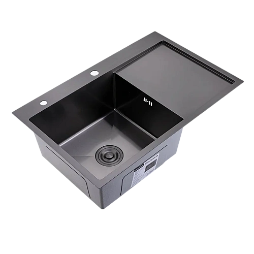 Кухонная мойка Splenka S705.7850.09 с крылом из нержавеющей стали в базу от 50см чаша слева, графит Кухонная мойка Splenka S705.7850.09 с крылом из нержавеющей стали в базу от 50см чаша слева, графит