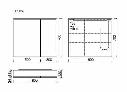 Зеркальный шкаф Sancos Evoke SC8080 800x700х136 мм из алюминия с LED подсветкой Зеркальный шкаф Sancos Evoke SC8080 800x700х136 мм из алюминия с LED подсветкой