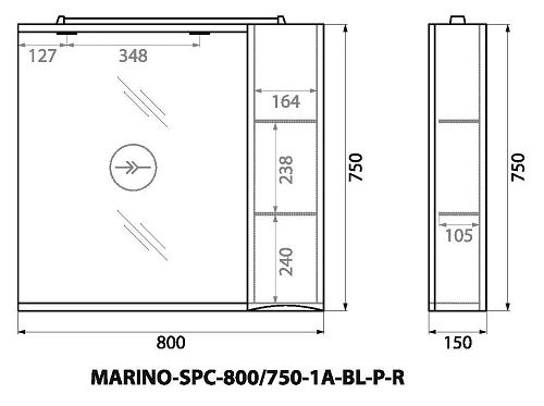 Шкаф-пенал BelBagno MARINO-SPC-800/750-1A-BL-P-R подвесной 800x150 Bianco Lucido Шкаф-пенал BelBagno MARINO-SPC-800/750-1A-BL-P-R подвесной 800x150 Bianco Lucido