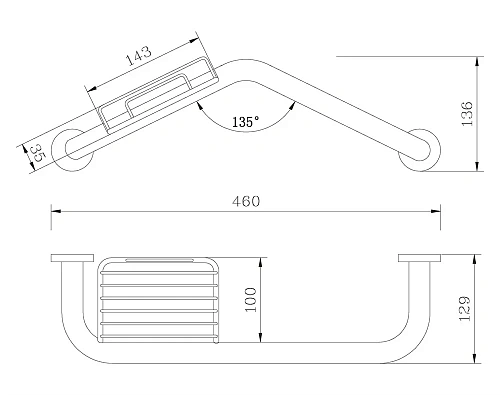 Поручень Rush Bianki BI76910 46 см с мыльницей Поручень Rush Bianki BI76910 46 см с мыльницей