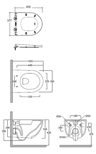 Унитаз подвесной Kludi RESA D 24WCSET43 керамический с сиденьем Унитаз подвесной Kludi RESA D 24WCSET43 керамический с сиденьем